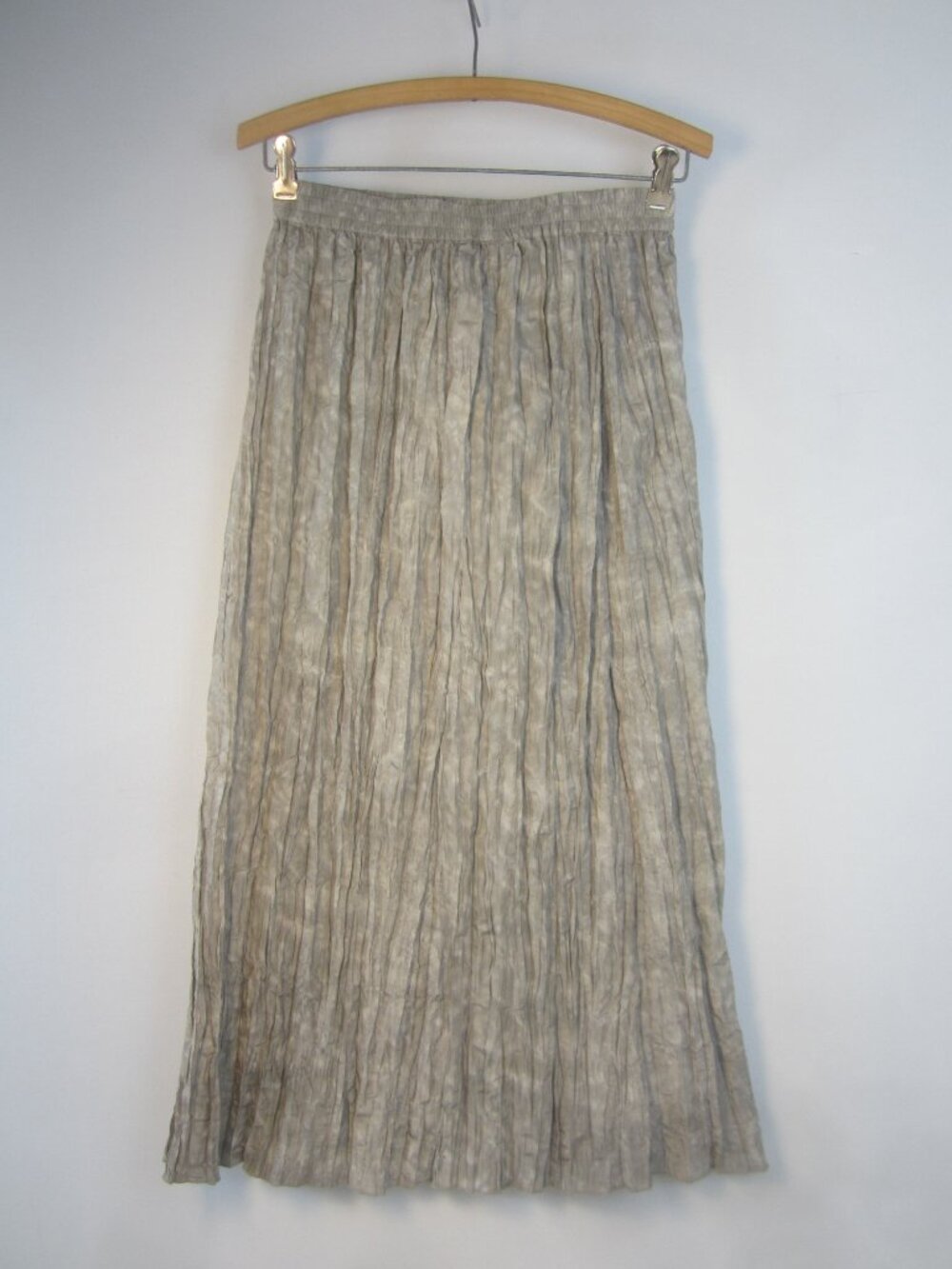 NEW Massimo Dutti Women XS Gray Washed Crinkle Midi Skirt Waist 26" - 30"
